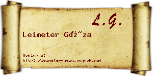 Leimeter Géza névjegykártya